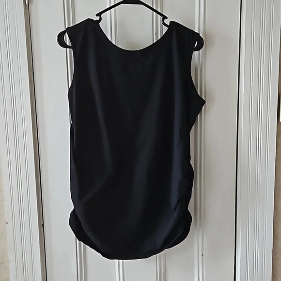 Oh! Mamma Black Cotton Side Ruching Maternity Tank 1X - Picture 6 of 6